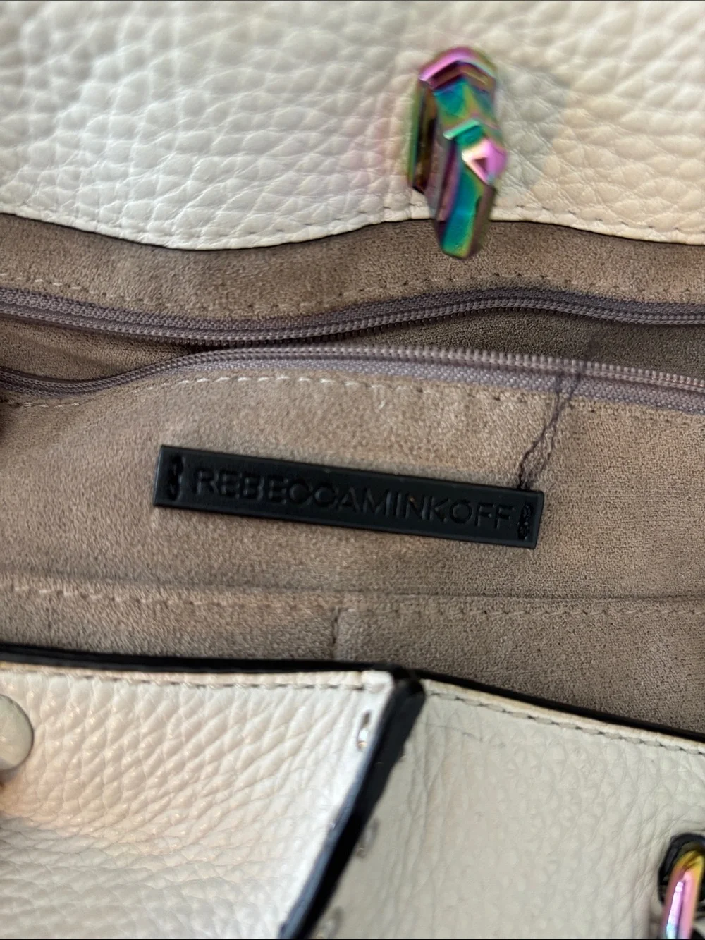 White Pebbled Leather Tote Shoulder Bag